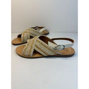 Marc Fisher LTD Lonnie Sandals Women Size 7.5M Beige/Ivory Woven Crossband Shoes